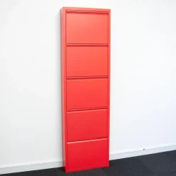 Hioshop Pisa schoenenkast rood metaal met 5 vakken Online