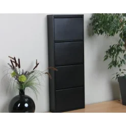 Hioshop Pisa schoenenkast zwart metaal met 4 vakken Sale