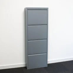 Hioshop Pisa schoenenkast grijs metaal met 12 vakken Outlet