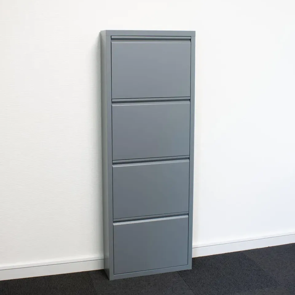 Hioshop Pisa schoenenkast grijs metaal met 12 vakken Outlet