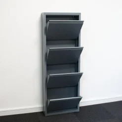 Hioshop Pisa schoenenkast grijs metaal met 12 vakken Outlet