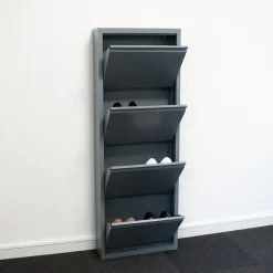 Hioshop Pisa schoenenkast grijs metaal met 12 vakken Outlet