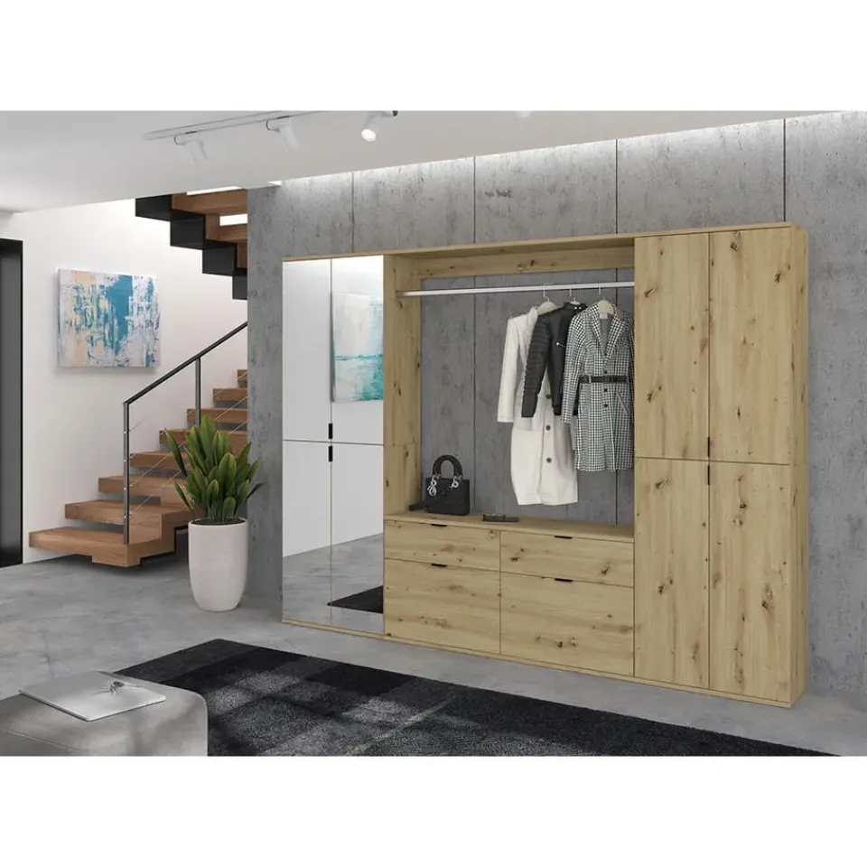 Hioshop ProjektX kledingkast 4 deuren eiken decor New