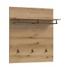 Hioshop Scout kapstok 3 haken 1 kledingstang 1 plank eik decor Discount