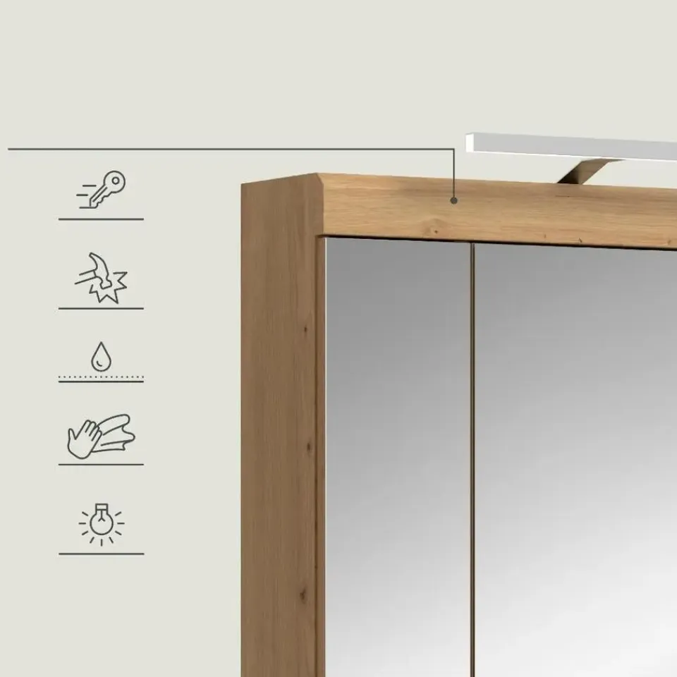 Merkloos Hioshop Scout spiegelkast 2 deuren- 3 spiegeldeuren- 3 planken salvie decor- Outlet