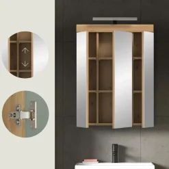 Merkloos Hioshop Scout spiegelkast 2 deuren- 3 spiegeldeuren- 3 planken salvie decor- Outlet