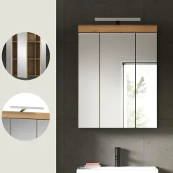 Merkloos Hioshop Scout spiegelkast 2 deuren- 3 spiegeldeuren- 3 planken salvie decor- Outlet
