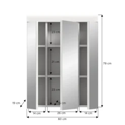 Merkloos Hioshop Scout spiegelkast 3 spiegeldeuren wit hoogglans- wit Discount