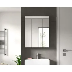 Merkloos Hioshop Scout spiegelkast 3 spiegeldeuren wit hoogglans- wit Discount