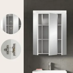 Merkloos Hioshop Scout spiegelkast 3 spiegeldeuren wit hoogglans- wit Discount