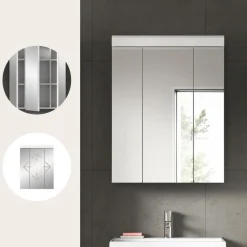 Merkloos Hioshop Scout spiegelkast 3 spiegeldeuren wit hoogglans- wit Discount