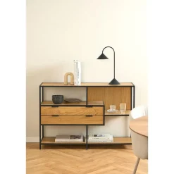 Hioshop Sea wandkast 2 lades 3 planken natuur Clearance