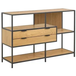 Hioshop Sea wandkast 2 lades 3 planken natuur Clearance