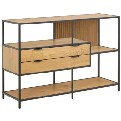 Hioshop Sea wandkast 2 lades 3 planken natuur Clearance