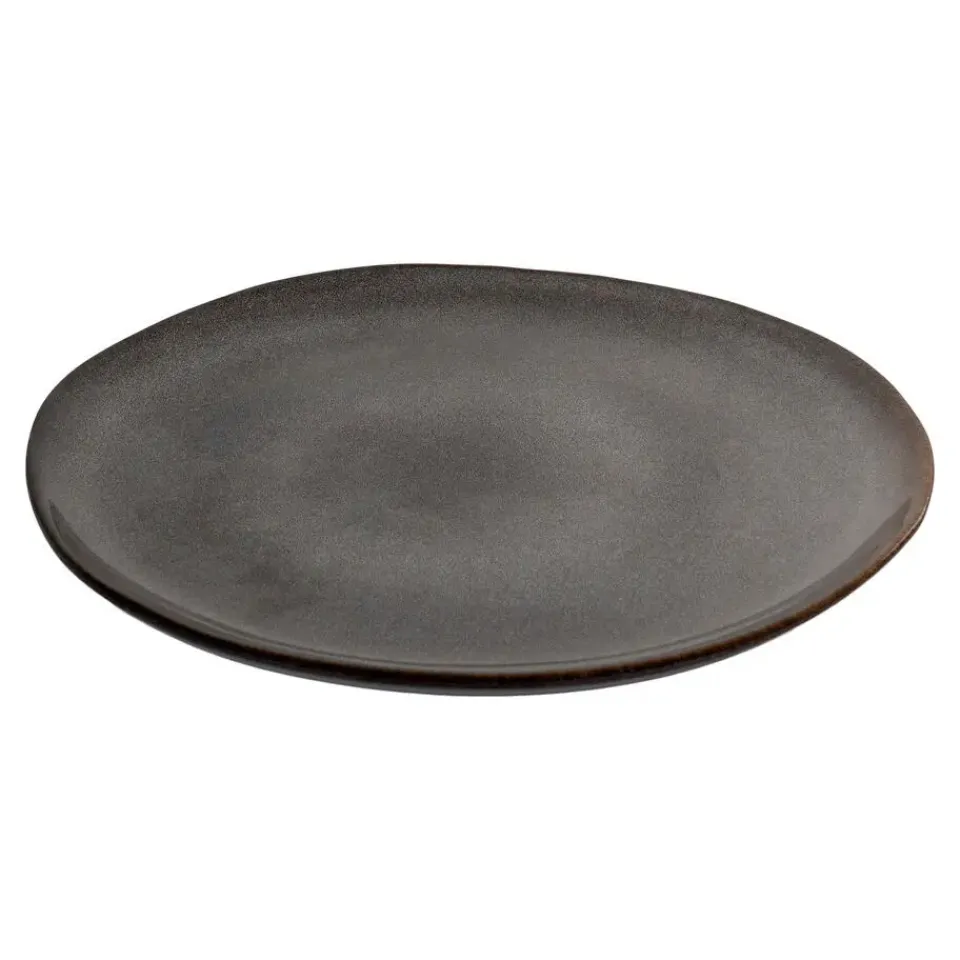 Hioshop Selma Dinerdbord keramiek set van 4 grijs- bruin Hot