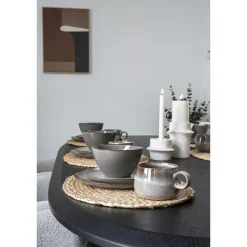 Hioshop Selma Dinerdbord keramiek set van 4 grijs- bruin Hot