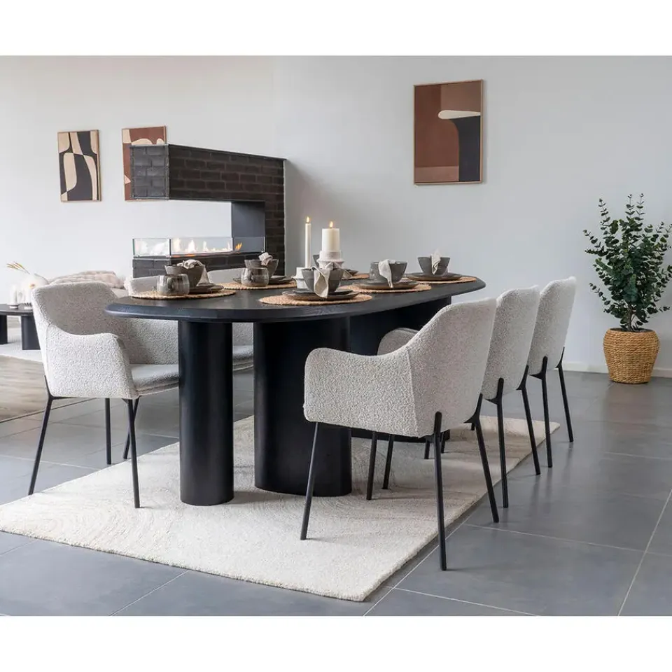 Hioshop Selma Dinerdbord keramiek set van 4 grijs- bruin Hot