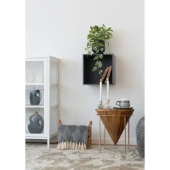 Hioshop Selma Lunchbord keramiek set van 4 grijs- bruin Best