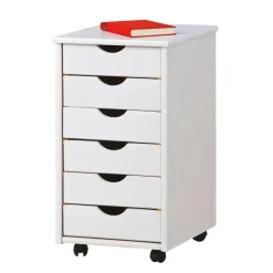 Hioshop Simra kommode kantoorarchief op wielen 6 lades wit