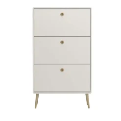 Hioshop Softline schoenenkast 3 kleppen wit Clearance