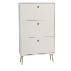 Hioshop Softline schoenenkast 3 kleppen wit Clearance