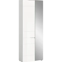 Merkloos Hioshop Solero kledingkast 1 deur- 1 spiegeldeur wit hoogglans- wit Sale