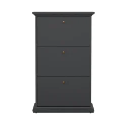 Hioshop Venedig schoenenkast met 3 klepdeuren mat grijs