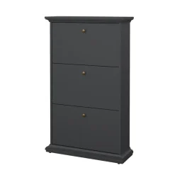 Hioshop Venedig schoenenkast met 3 klepdeuren mat grijs