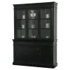 Hioshop Winkelkast buffetkast vitrine met opzet antiek zwart massief hout