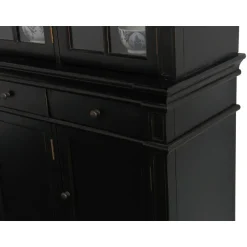 Hioshop Winkelkast buffetkast vitrine met opzet antiek zwart massief hout