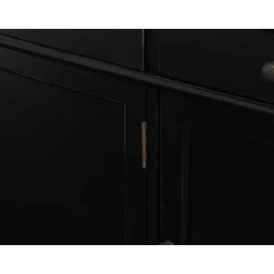 Hioshop Winkelkast buffetkast vitrine met opzet antiek zwart massief hout