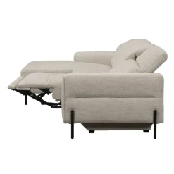 Leen Bakker Hoekbank Dave links - elektrisch verstelbaar - stof Pure - lichtgrijs Clearance