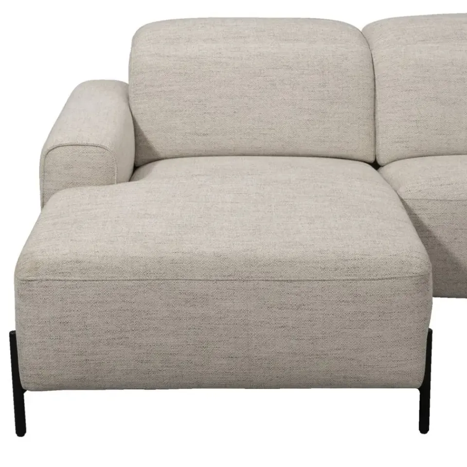 Leen Bakker Hoekbank Dave links - elektrisch verstelbaar - stof Pure - lichtgrijs Clearance