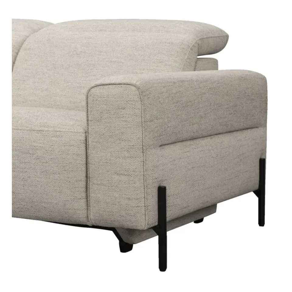 Leen Bakker Hoekbank Dave links - elektrisch verstelbaar - stof Pure - lichtgrijs Clearance