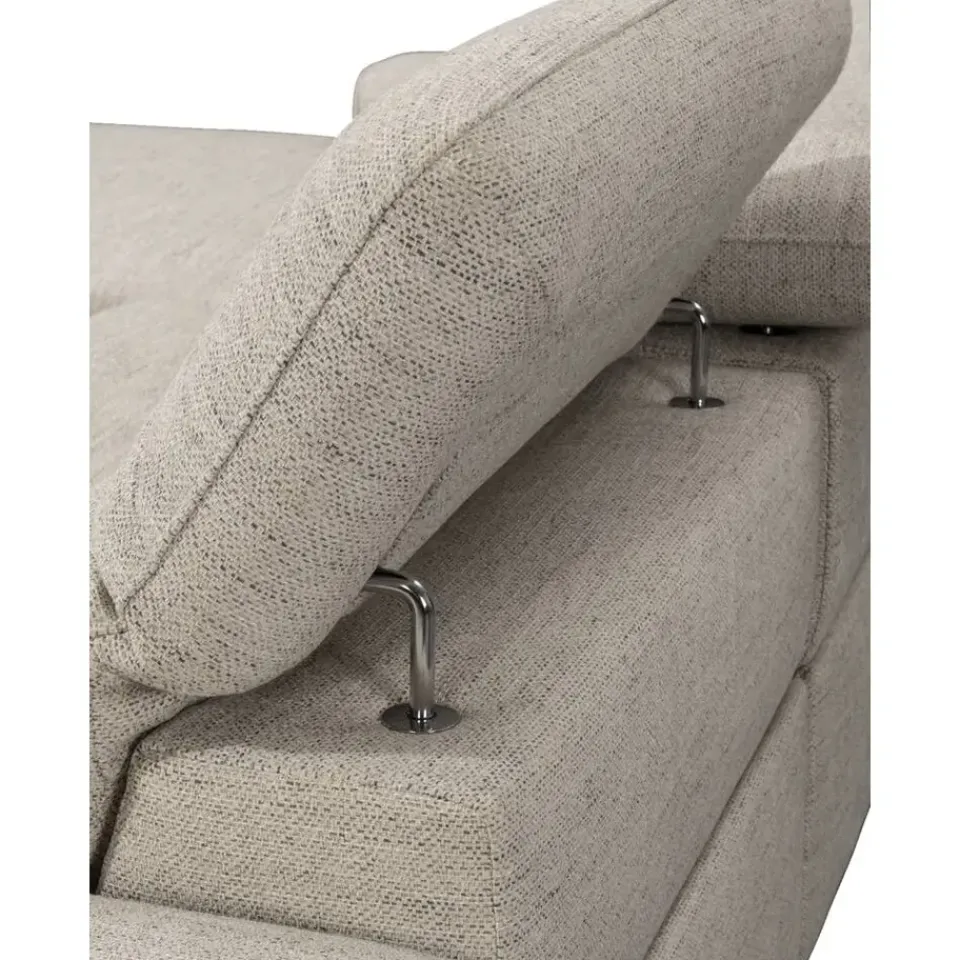 Leen Bakker Hoekbank Dave links - elektrisch verstelbaar - stof Pure - lichtgrijs Clearance