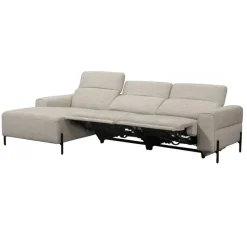 Leen Bakker Hoekbank Dave links - elektrisch verstelbaar - stof Pure - lichtgrijs Clearance