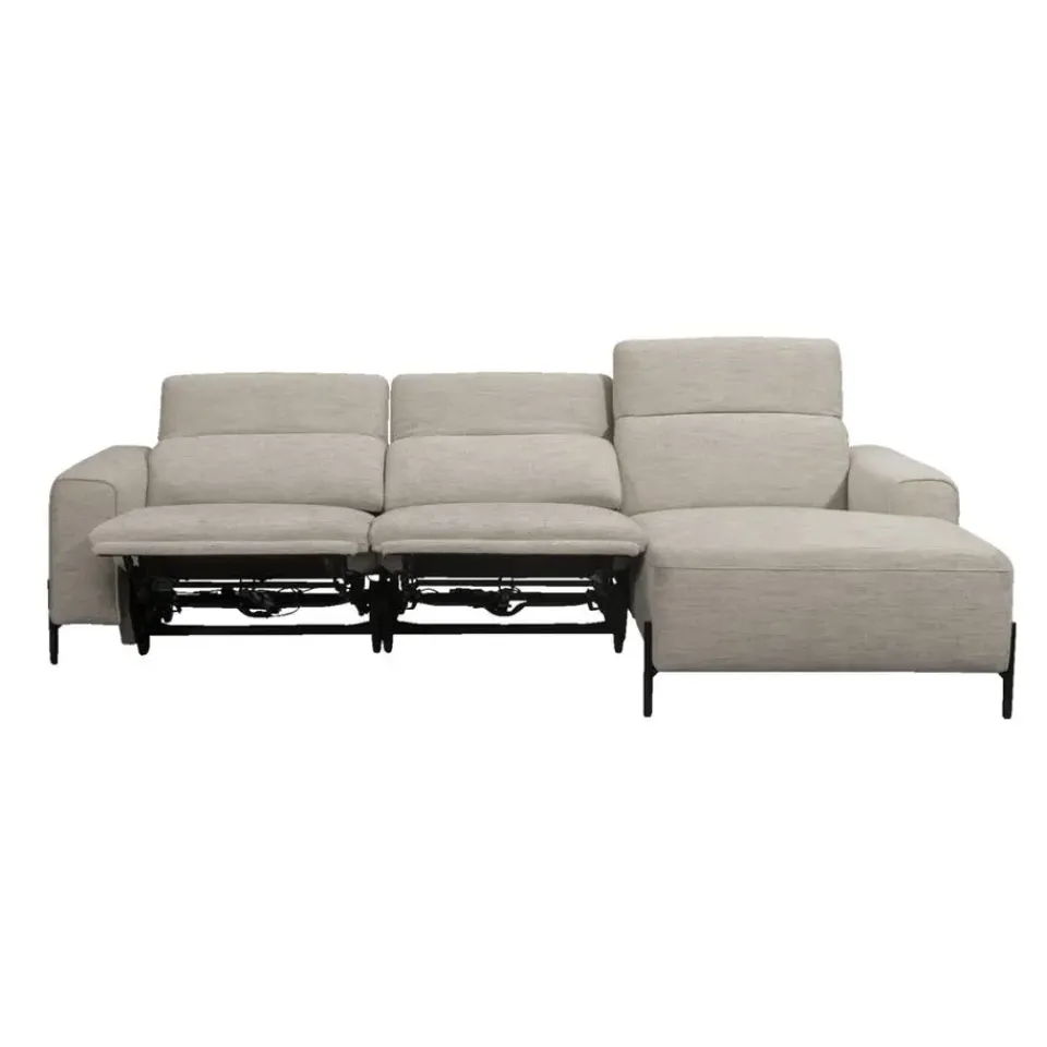 Leen Bakker Hoekbank Dave rechts - elektrisch verstelbaar - lichtgrijs Outlet