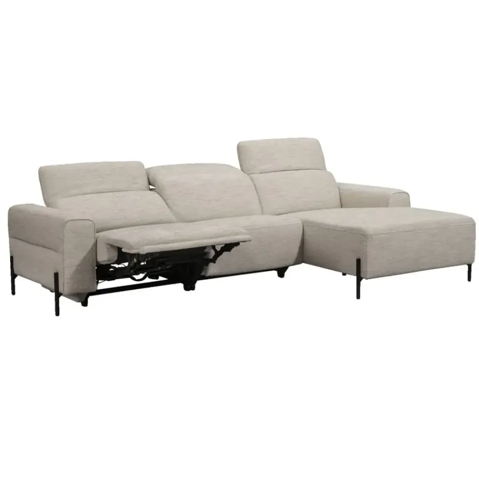 Leen Bakker Hoekbank Dave rechts - elektrisch verstelbaar - lichtgrijs Outlet