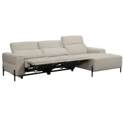 Leen Bakker Hoekbank Dave rechts - elektrisch verstelbaar - lichtgrijs Outlet