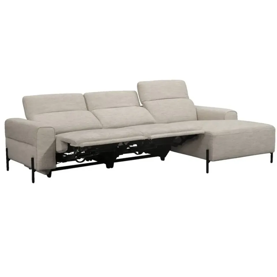 Leen Bakker Hoekbank Dave rechts - elektrisch verstelbaar - lichtgrijs Outlet