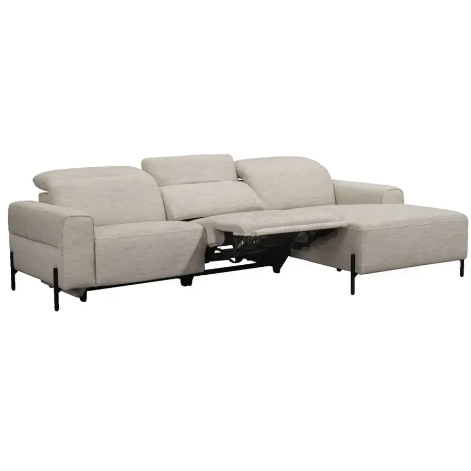 Leen Bakker Hoekbank Dave rechts - elektrisch verstelbaar - lichtgrijs Outlet