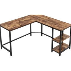 Vasagle Hoekbureau Fabrice 138cm 2 legplanken - rustiek bruin/zwart Discount