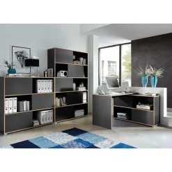 Germania Hoekbureau Tyson 120x120 cm - antraciet/eik New