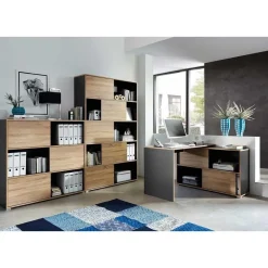 Germania Hoekbureau Tyson 120x120 cm - antraciet/eik New