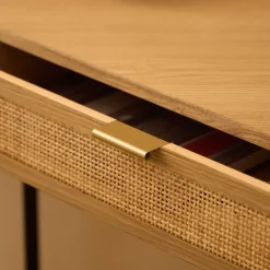 Nordlys Hoekbureau van hout en rotan met 1 lade en metalen poten Online