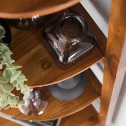 Dimehouse Hoekrek Jess mangohout 5 vakken - 44x64x148 cm - Mangohout - Bruin Clearance