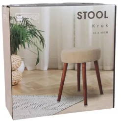 Home & Styling Bijzet krukje - creme wit - hout/stof - 45 cm Sale
