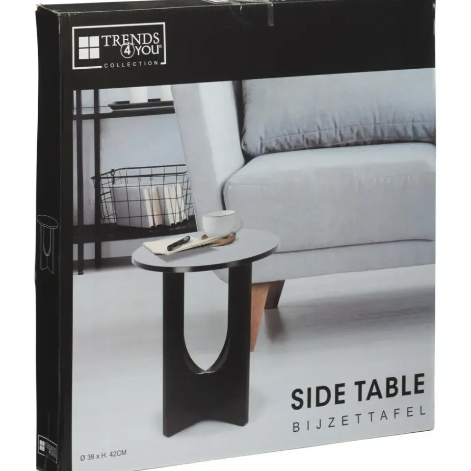 Home & Styling Bijzettafel Bari - zwart - D38x H42 cm - mdf hout Sale