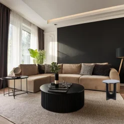 Home & Styling Bijzettafel Bari - zwart - D38x H42 cm - mdf hout Sale