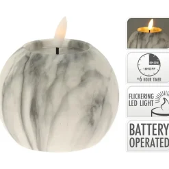 Home & Styling luxe LED bolkaars -wit/grijs marmer -D10 x H7, cm Online